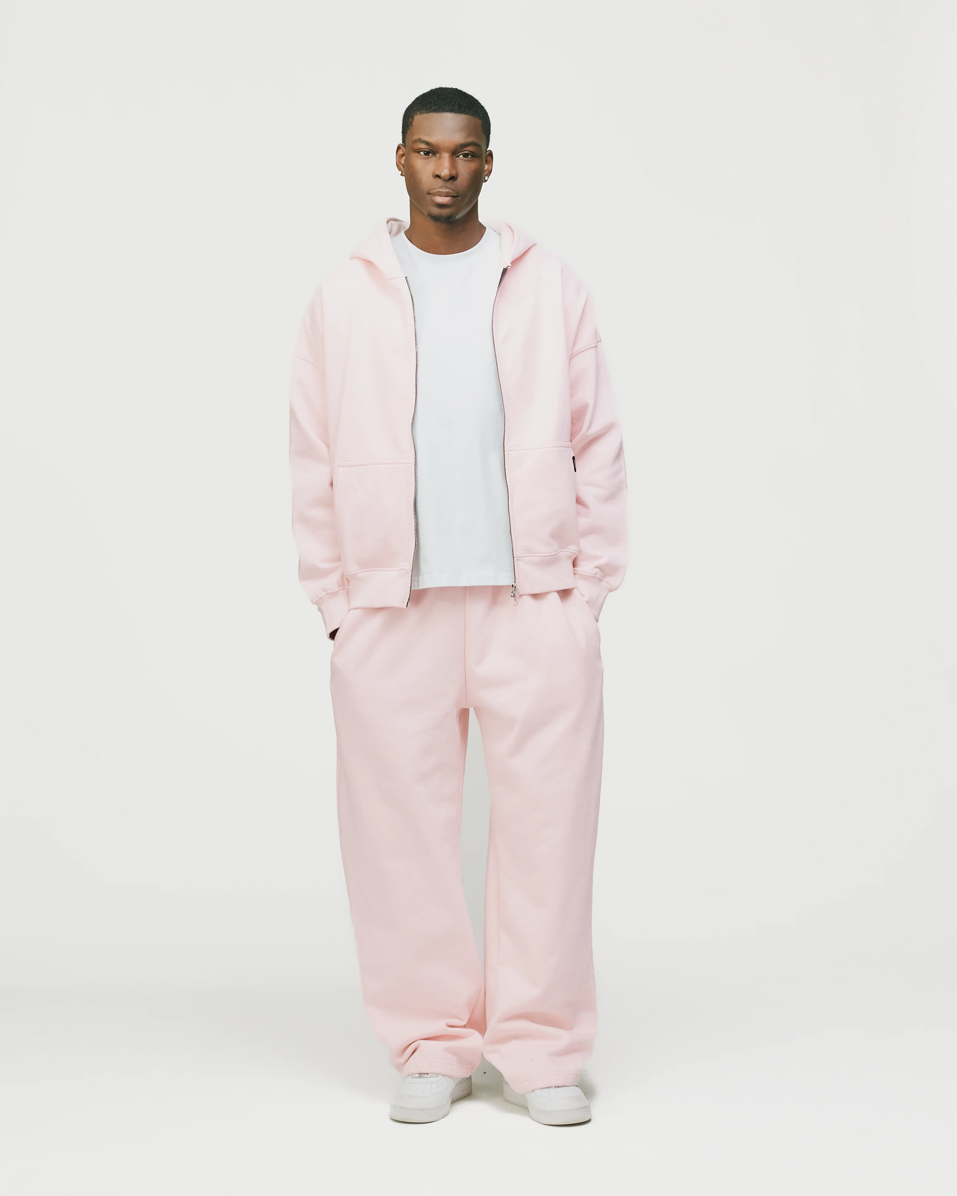 Drop Shoulder Zip Hoodie - Blush - Image 4