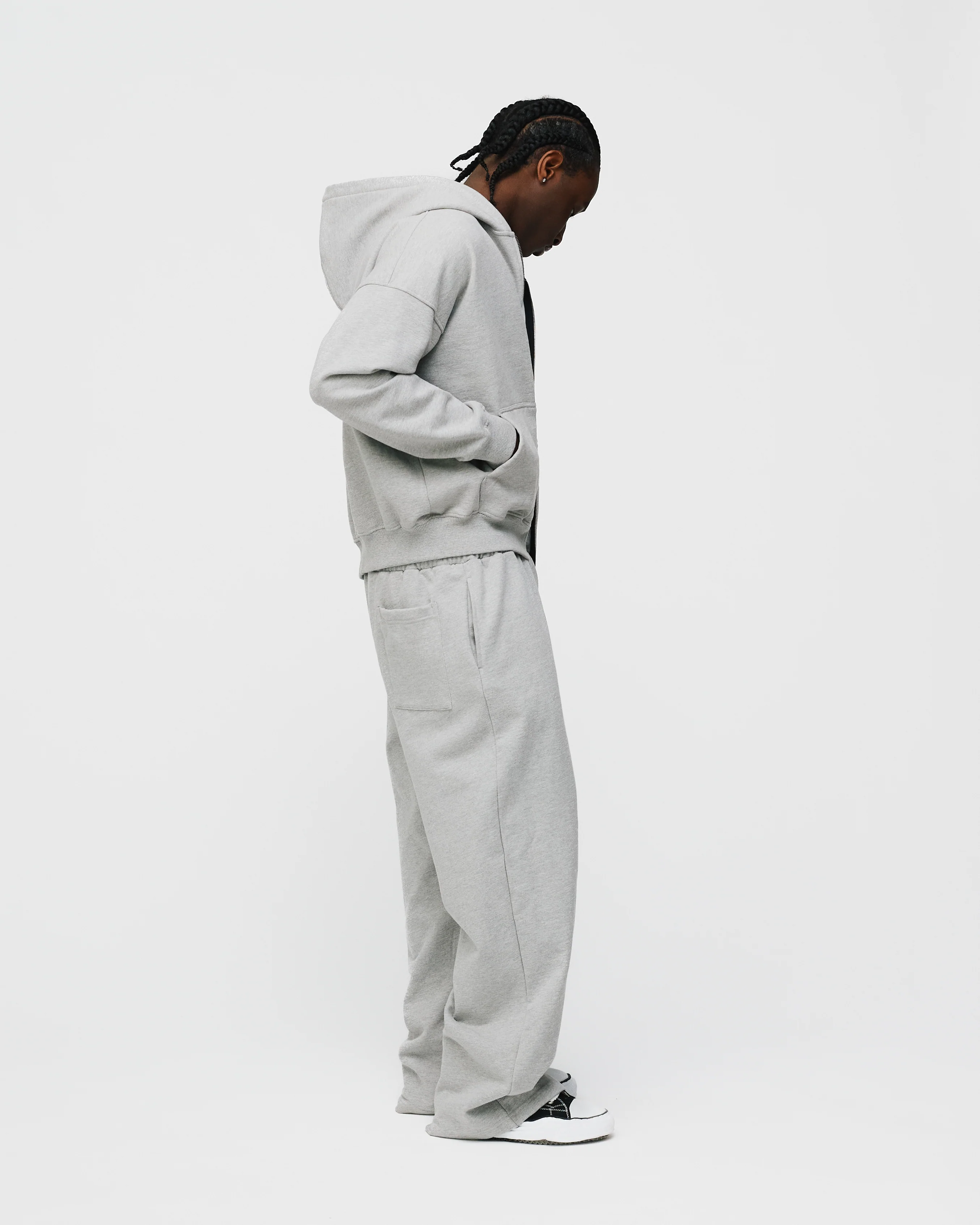 Drop Shoulder Zip Hoodie - Grey - Image 6