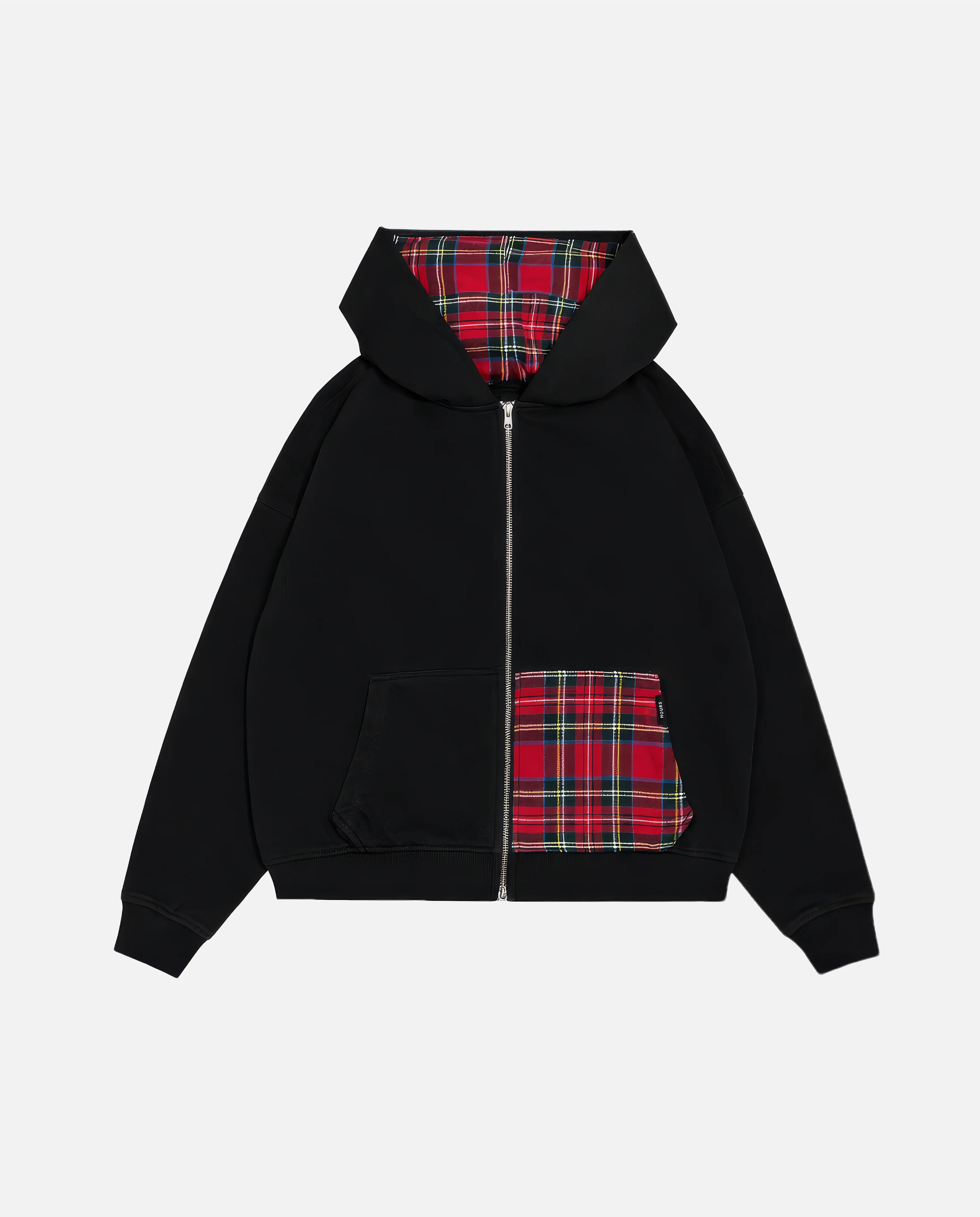 Flannel Zip Hoodie - Black