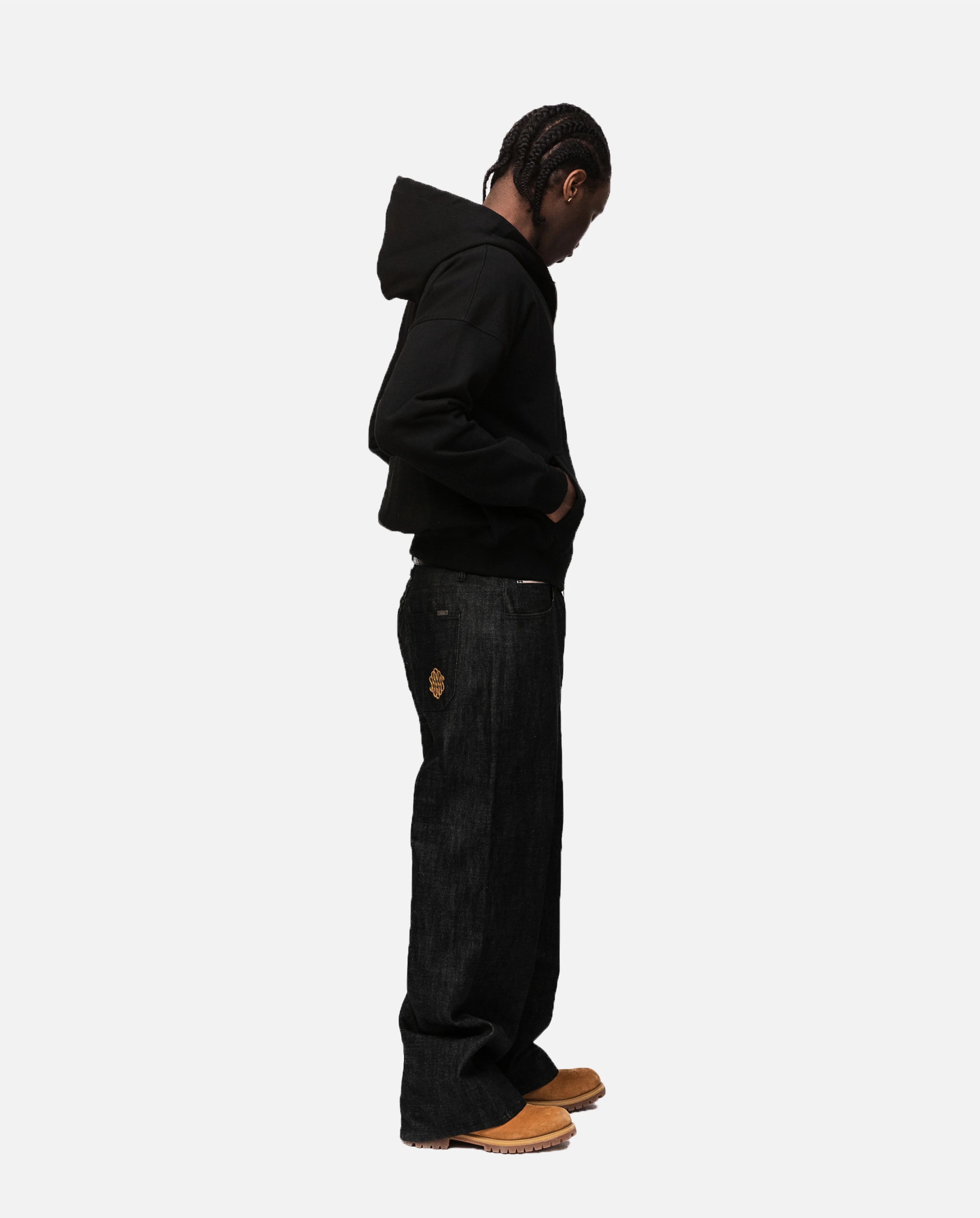 Flannel Zip Hoodie - Black - Image 6