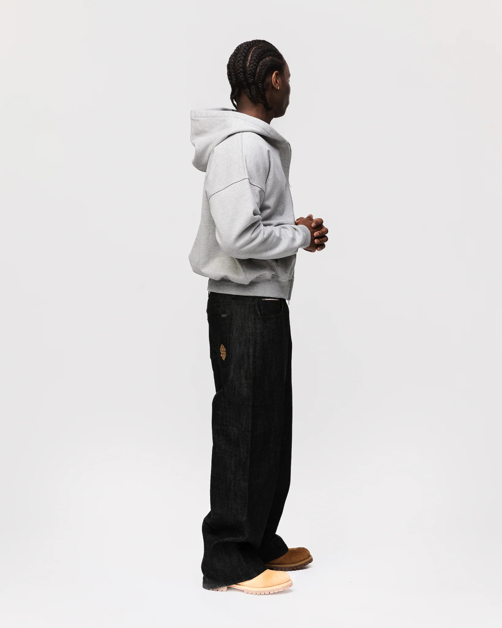Flannel Zip Hoodie - Grey - Image 6