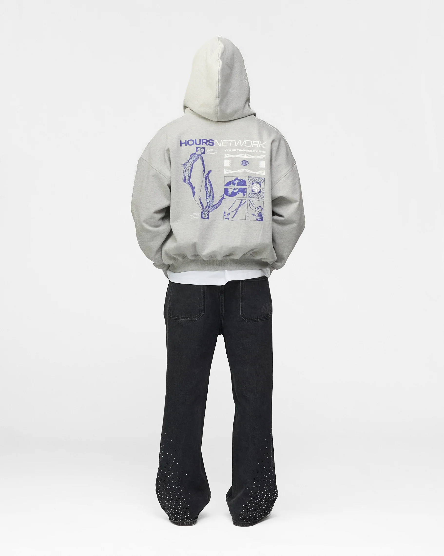 Hours Network Zip Hoodie - Grey - Image 7