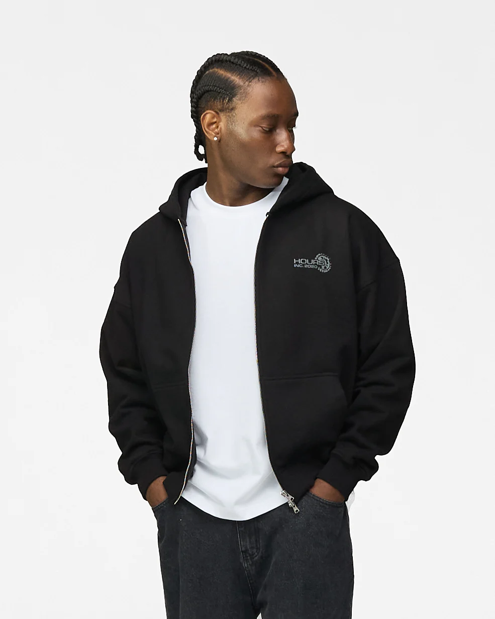 Machine Zip Hoodie - Black - Image 3