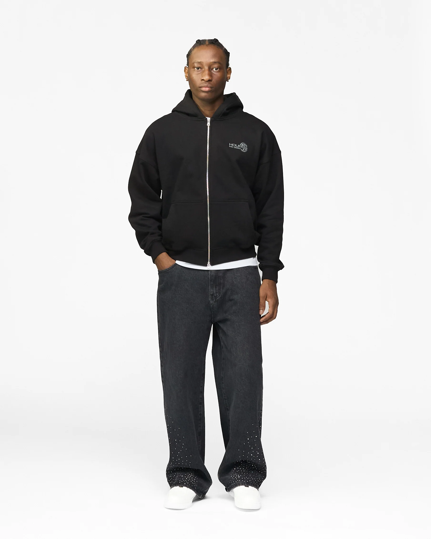 Machine Zip Hoodie - Black - Image 4