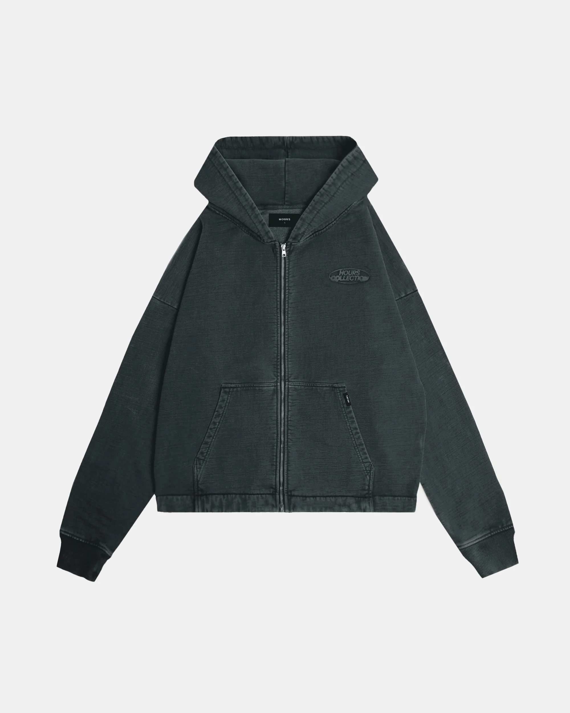 Mind Connection Cropped Zip Hoodie - Vintage Black - Image 2
