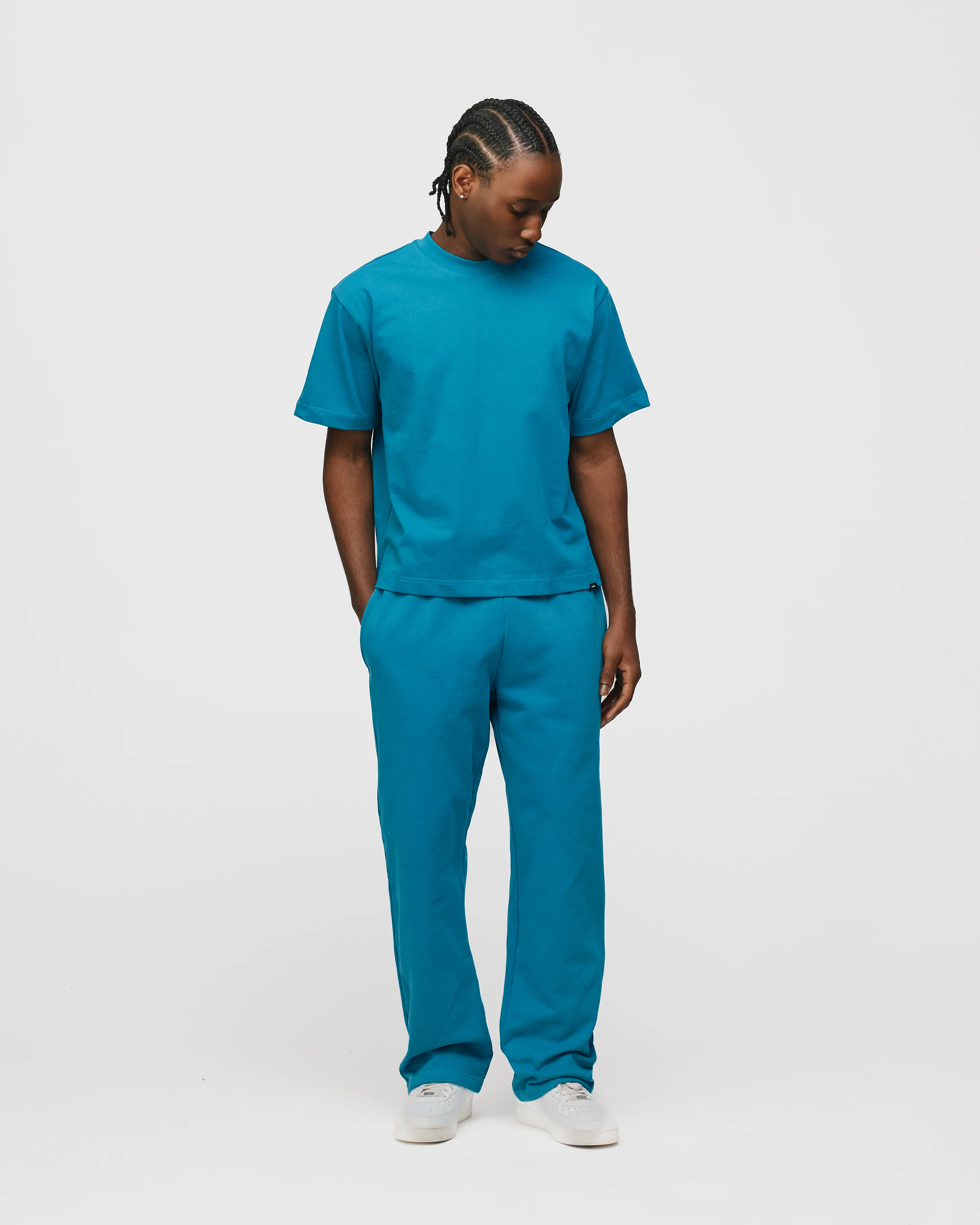 Open Bottom Sweatpants - Aqua - Image 4