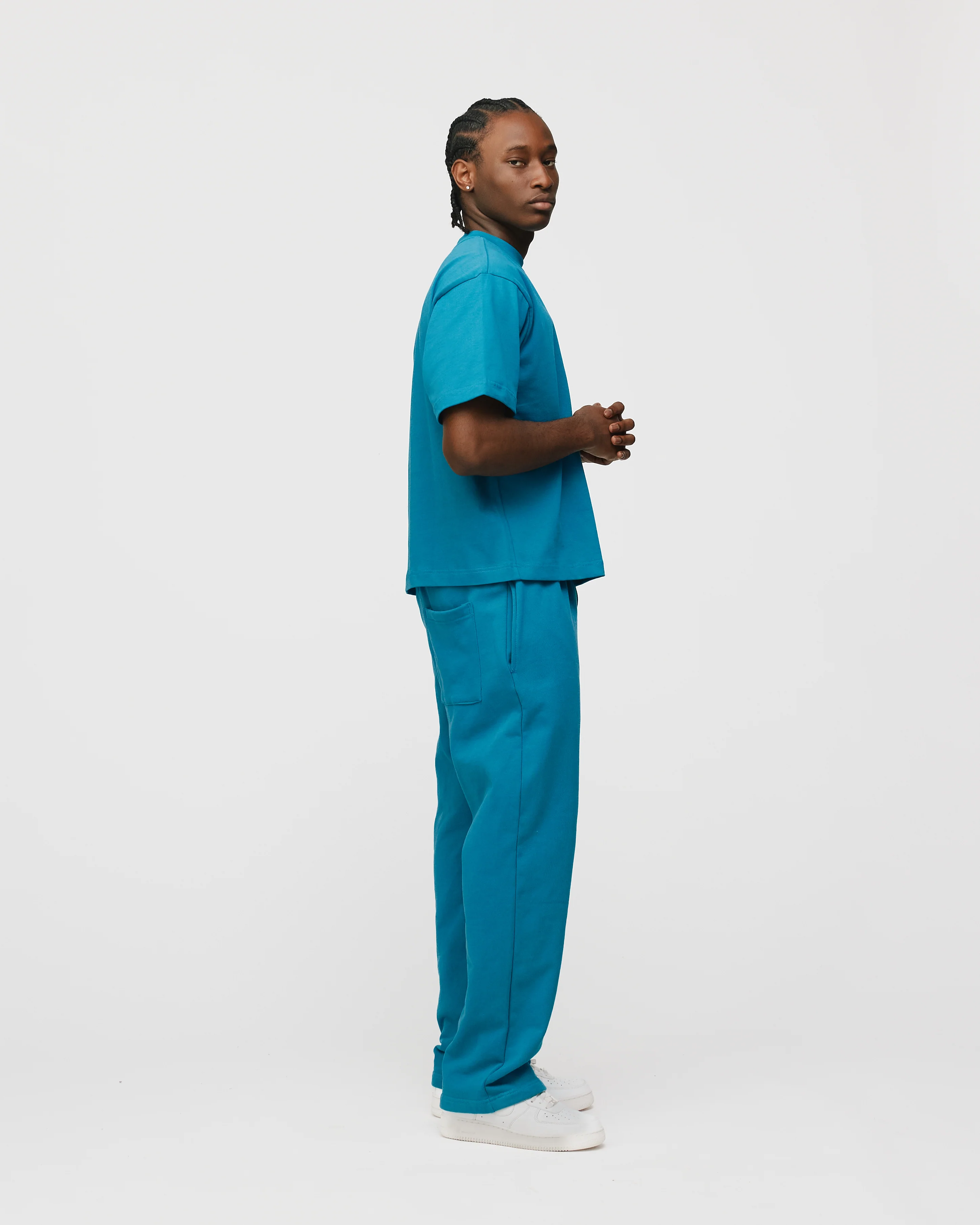 Open Bottom Sweatpants - Aqua - Image 6