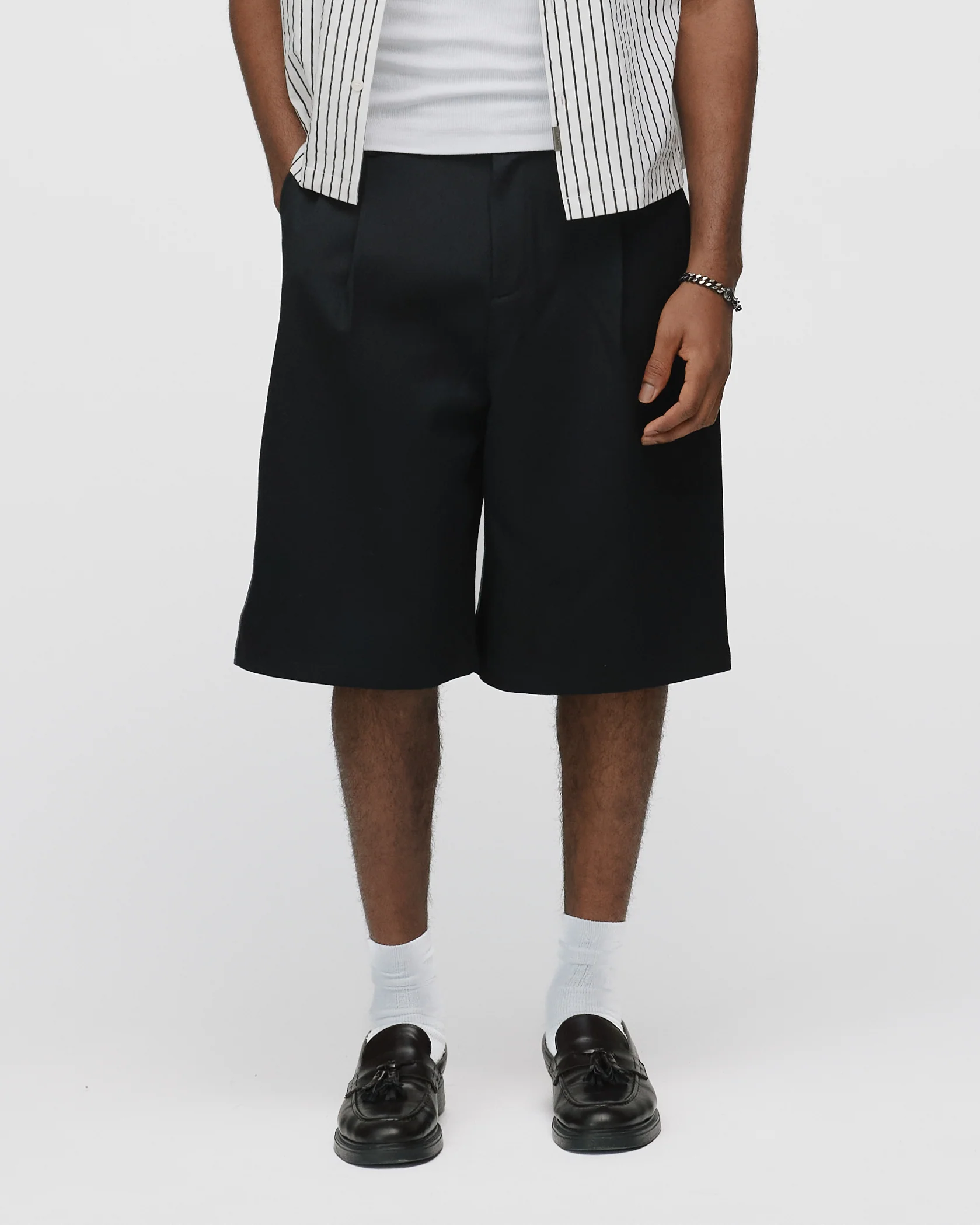 Pleated Shorts - Black - Image 3