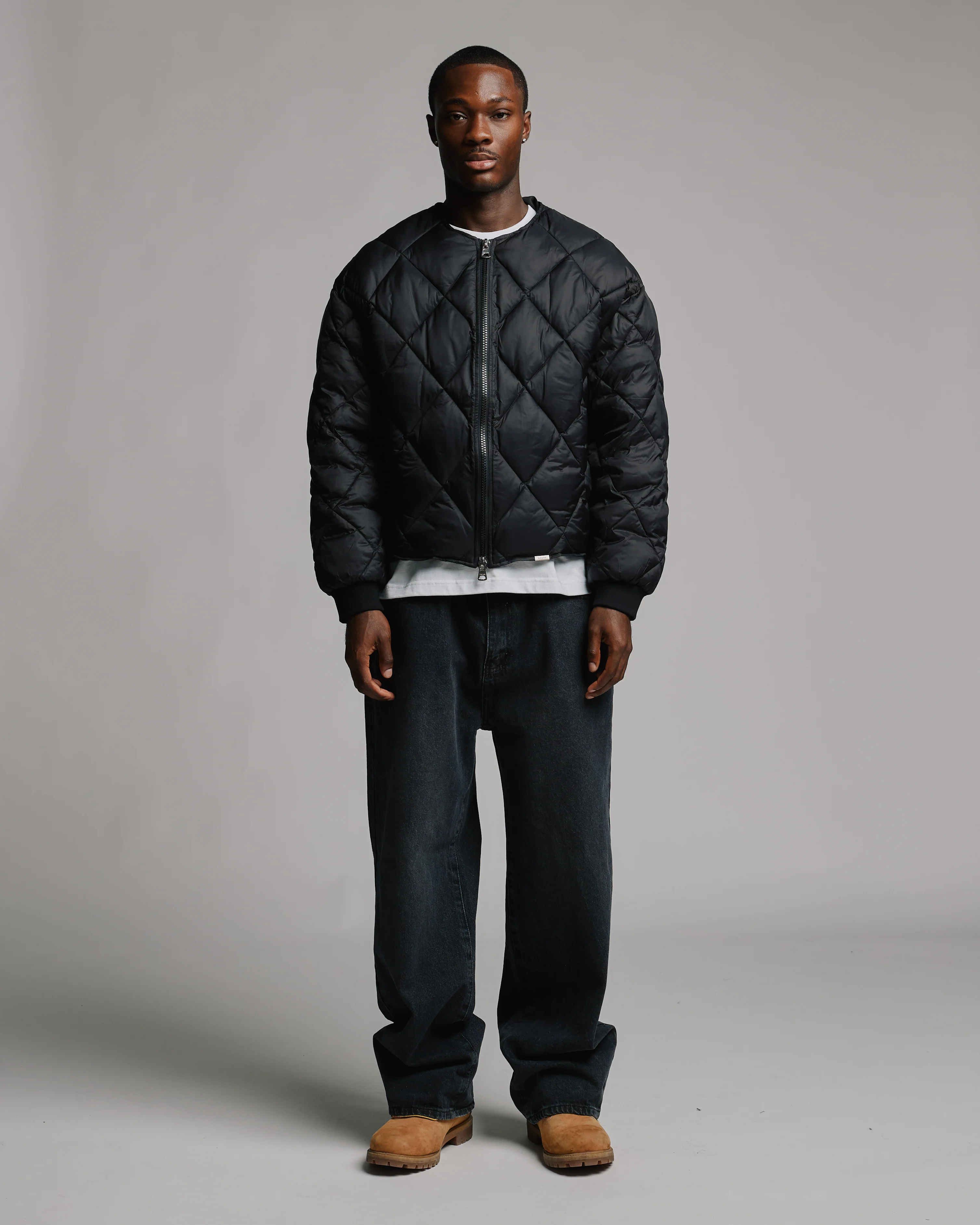 Quilted Puffer Jacket - Black - Image 11