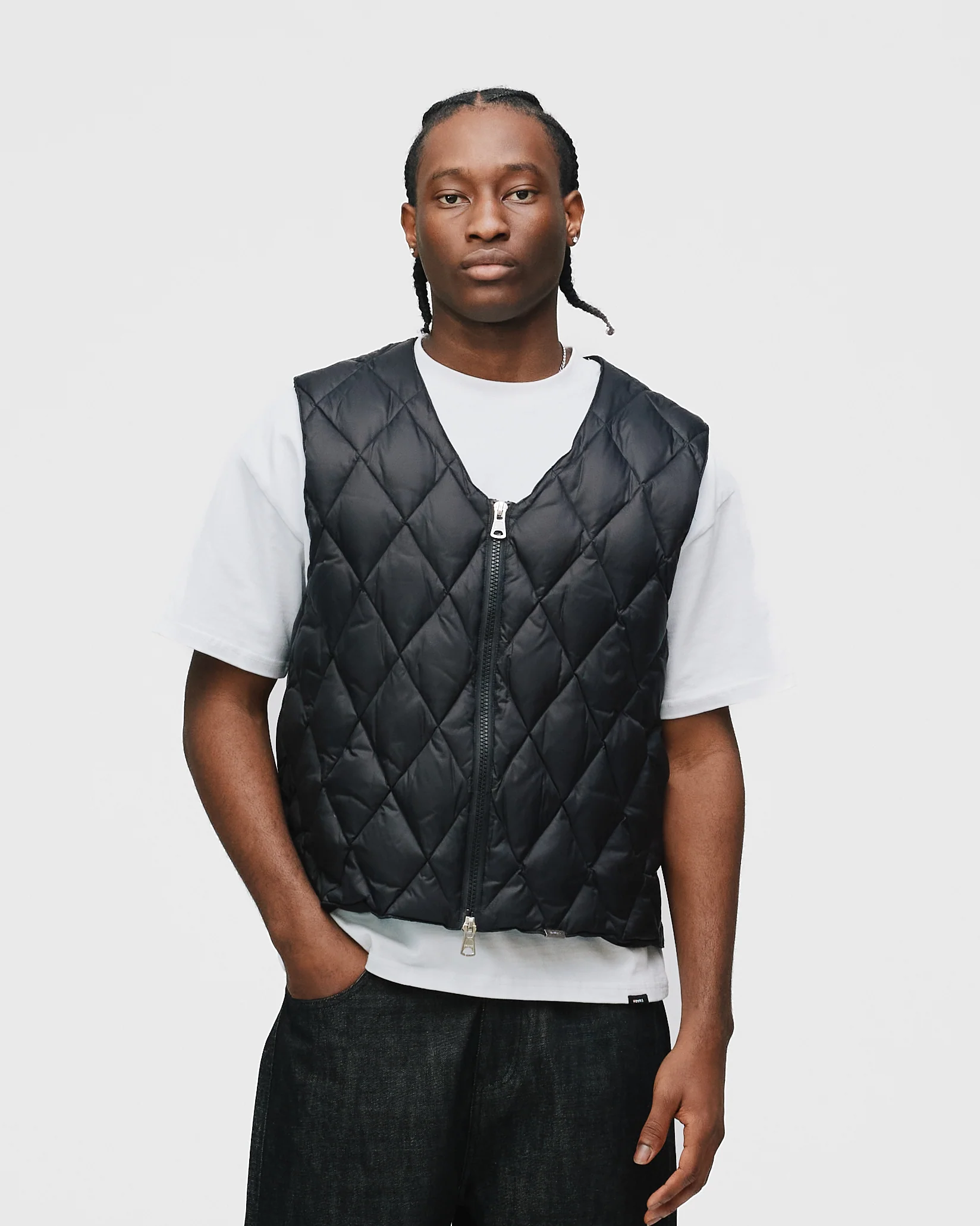Quilted Puffer Vest - Black - Image 3