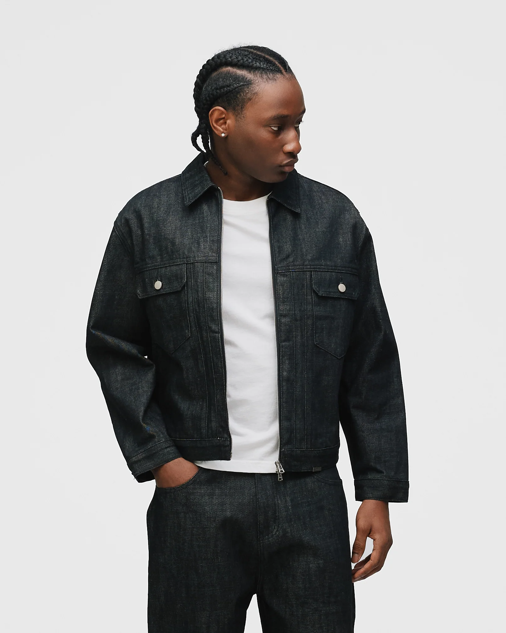 Raw Denim Jacket - Black - Image 3