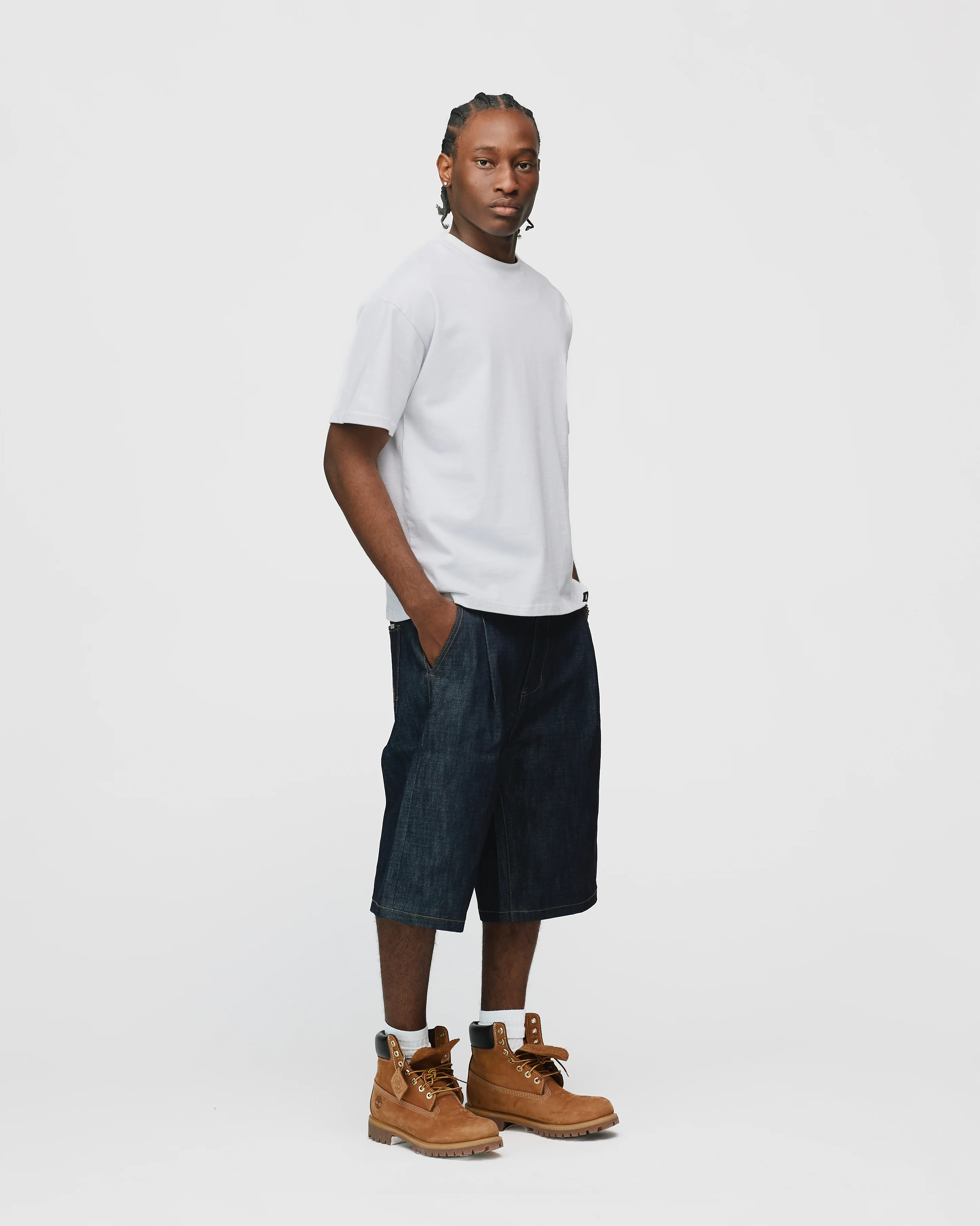 Raw Denim Shorts - Indigo - Image 5