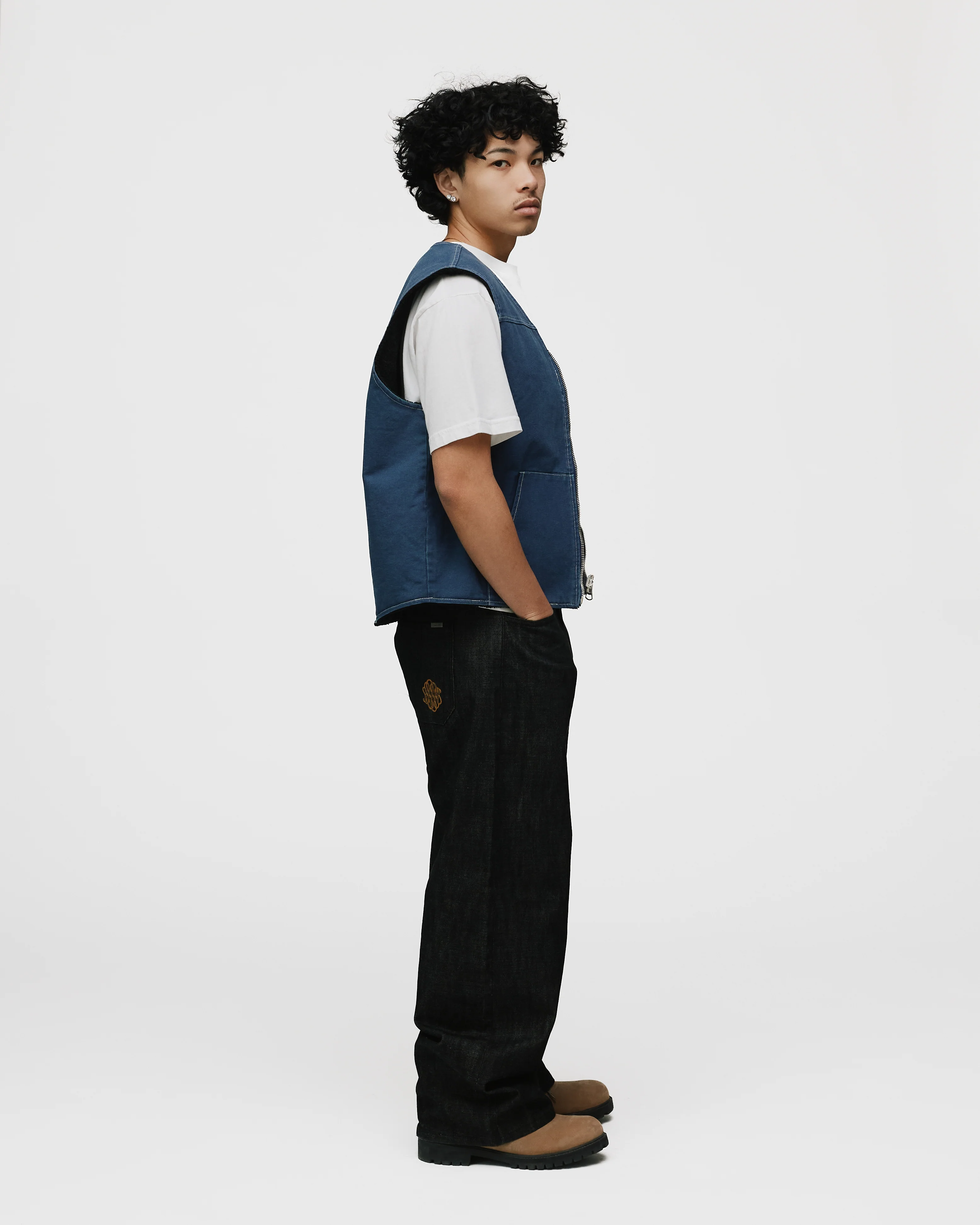 Reversible Workwear Vest - Washed Blue - Image 6