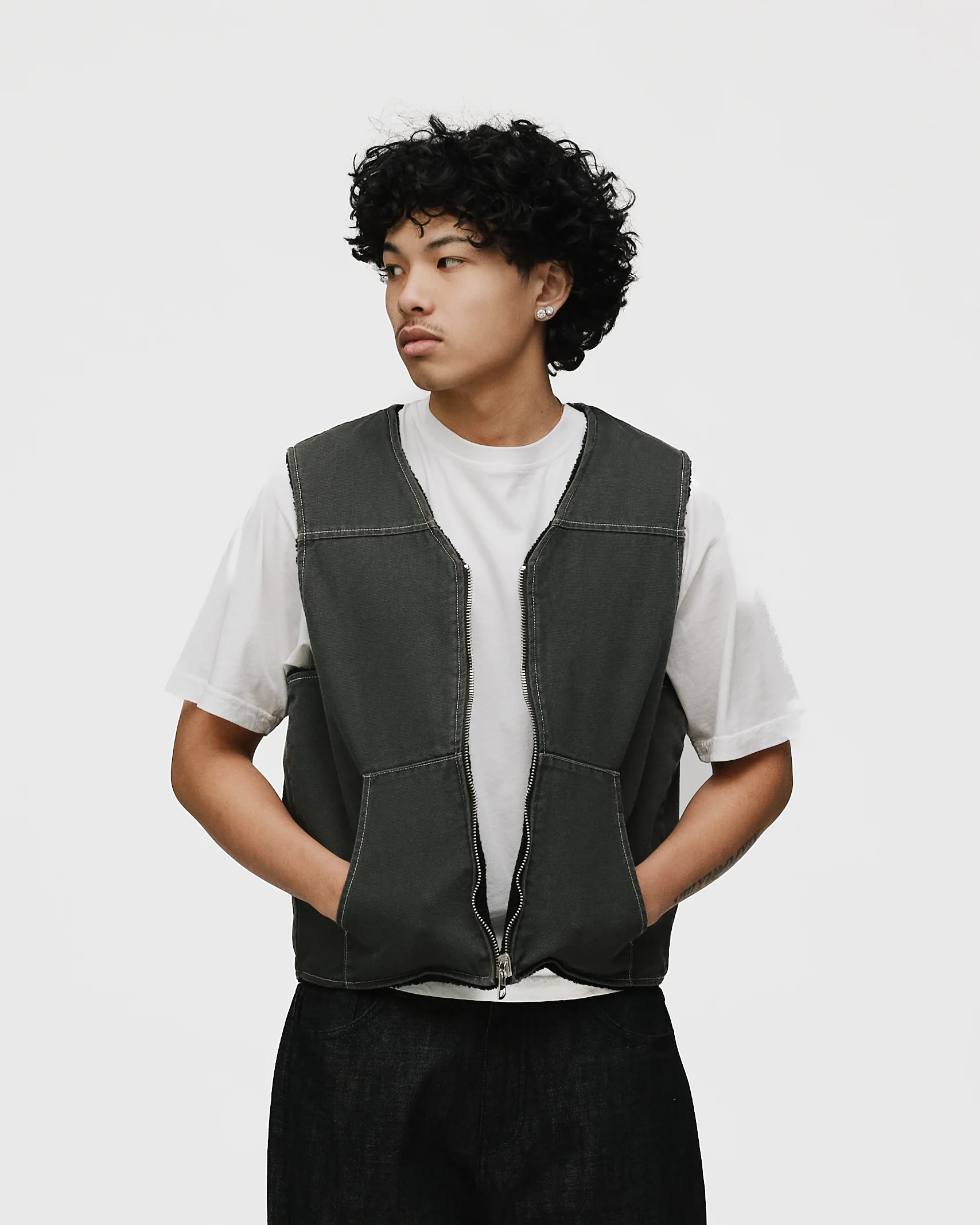 Reversible Workwear Vest - Washed Grey - Image 3