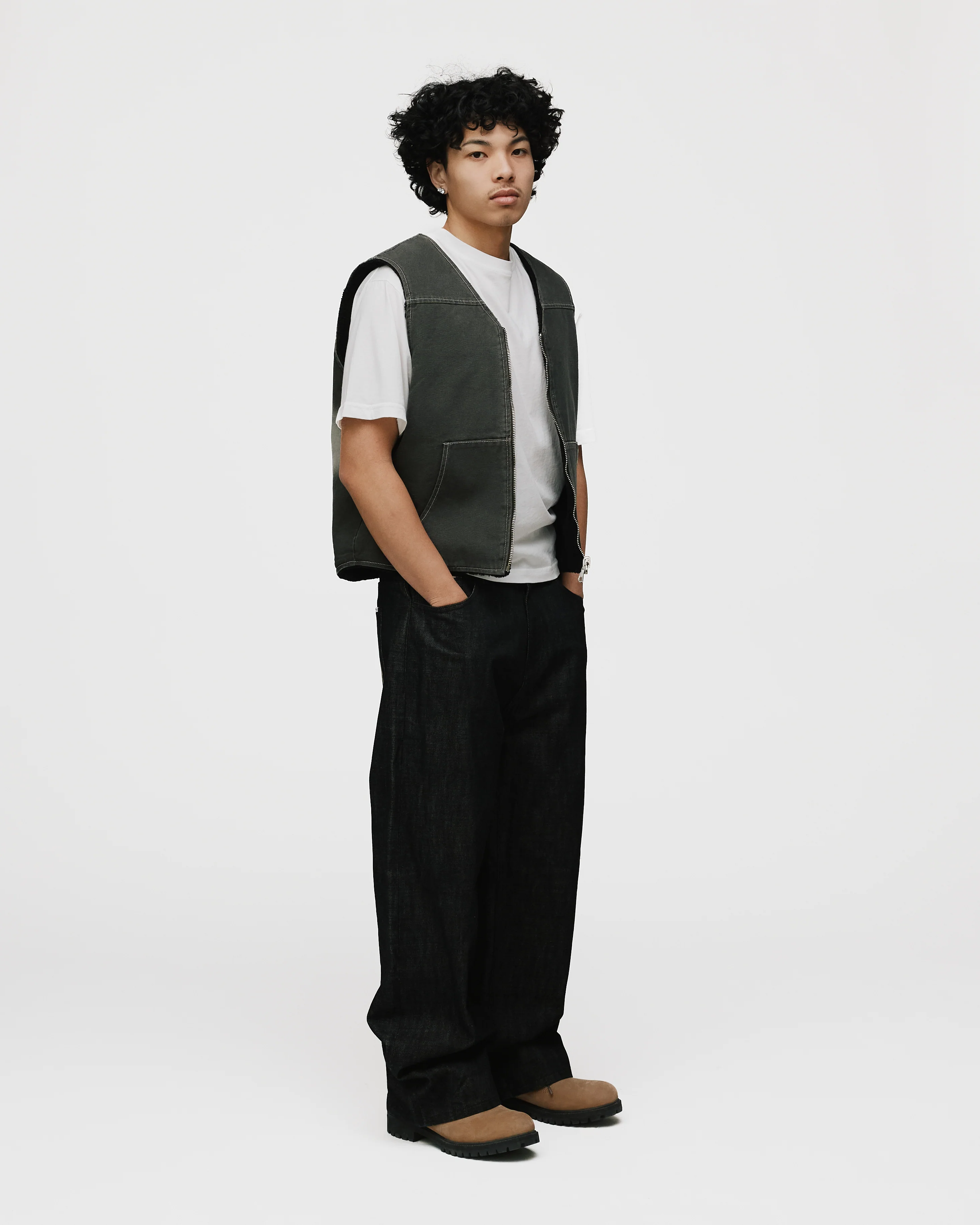 Reversible Workwear Vest - Washed Grey - Image 5