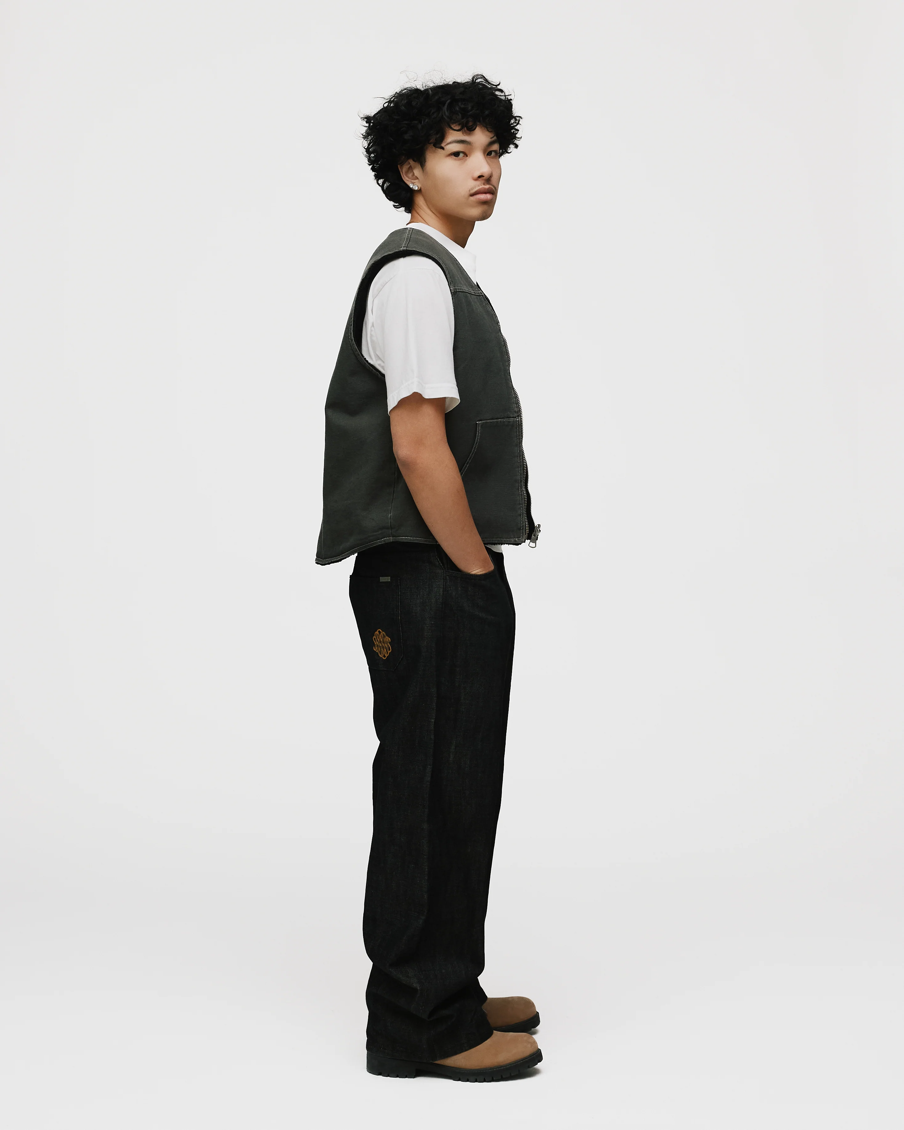 Reversible Workwear Vest - Washed Grey - Image 6