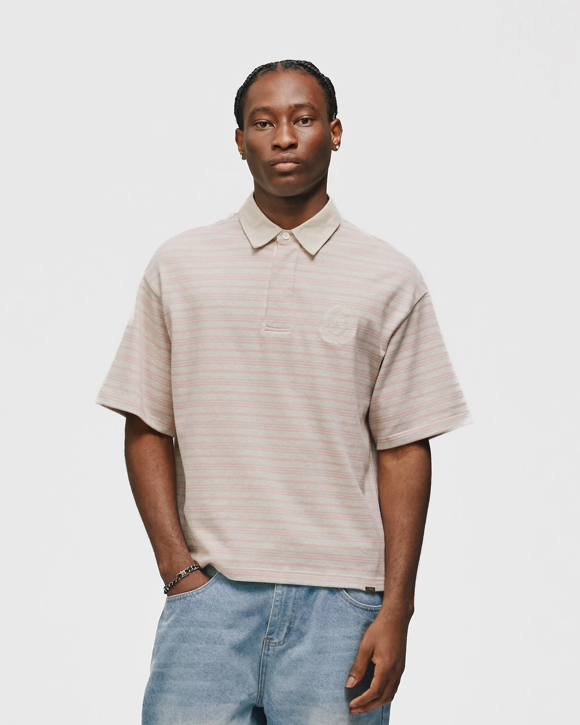 Striped Polo Shirt - Pink - Image 3