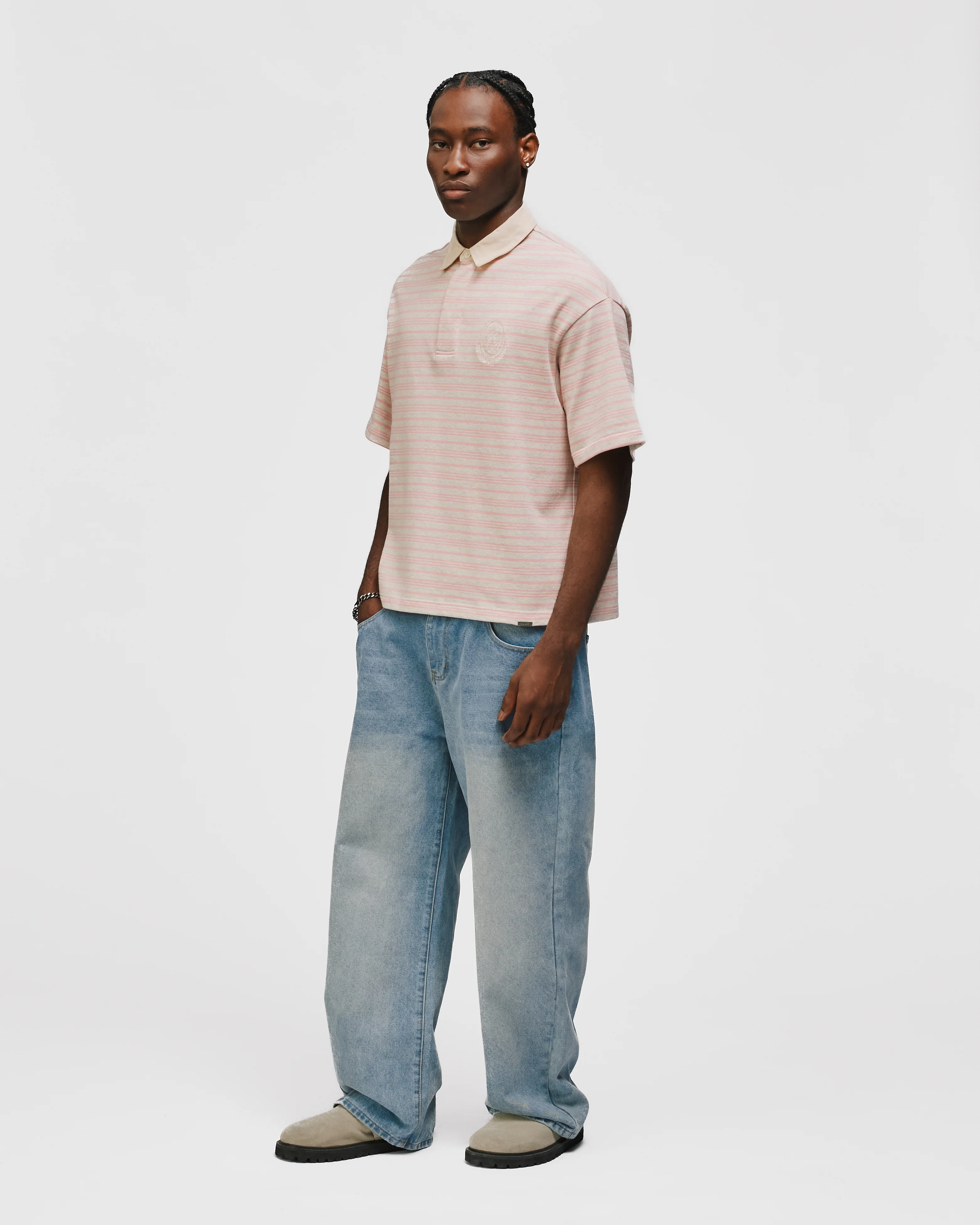 Striped Polo Shirt - Pink - Image 5